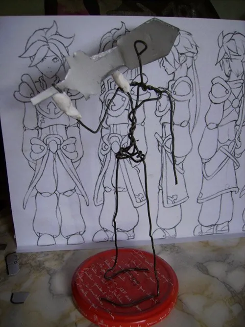 une zolie sculpture « W.I.P. Figurine Alex, squelette en fil de fer » que j'ai biloutée en 2010