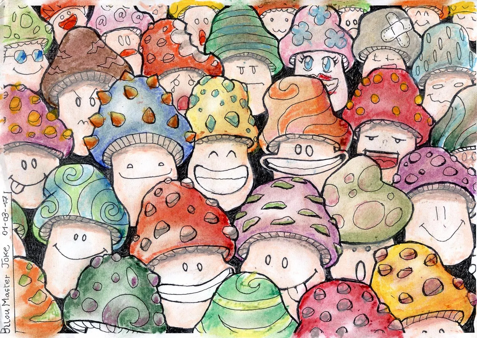 le zoli dessin « Razzia de champignons bilouteux » que j'ai bilouté le 1<sup>er</sup> mars 2017