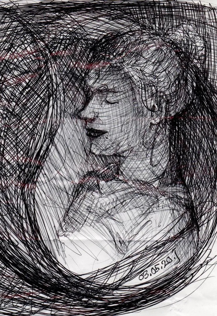le zoli dessin « Portrait d'Hélène » que j'ai bilouté le 3 mai 2020
