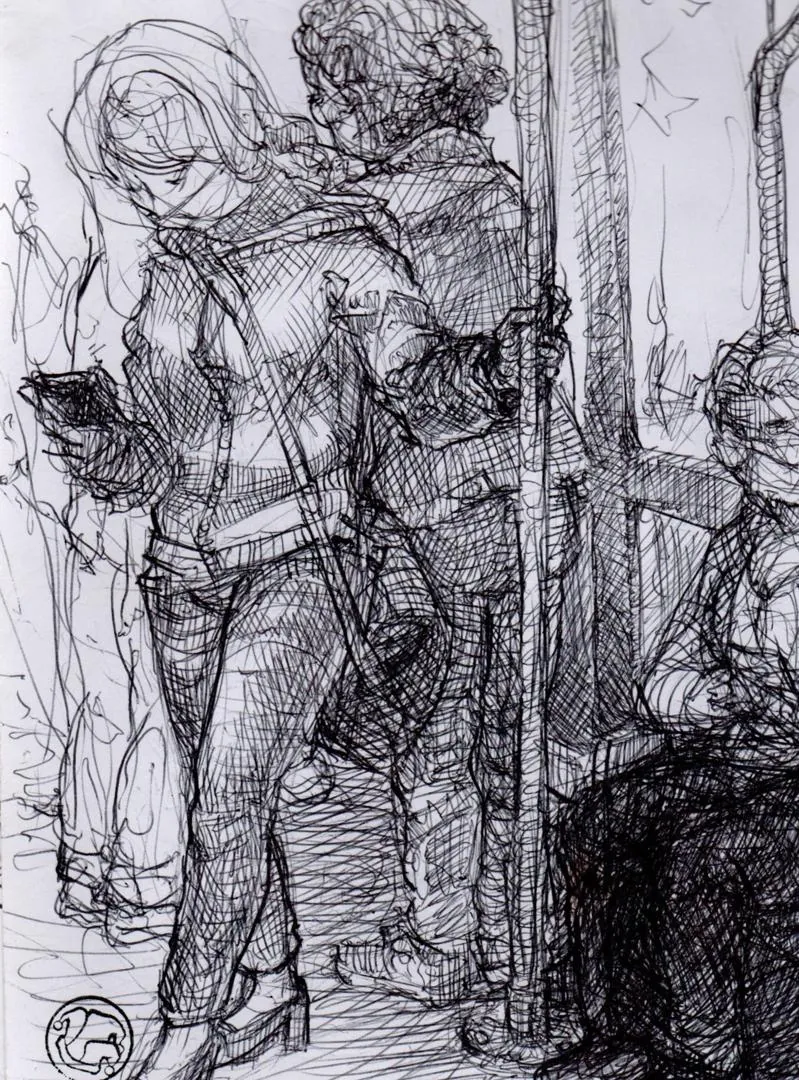 le zoli dessin « P'tite meuf dans le tram » que j'ai bilouté le 24 juin 2020