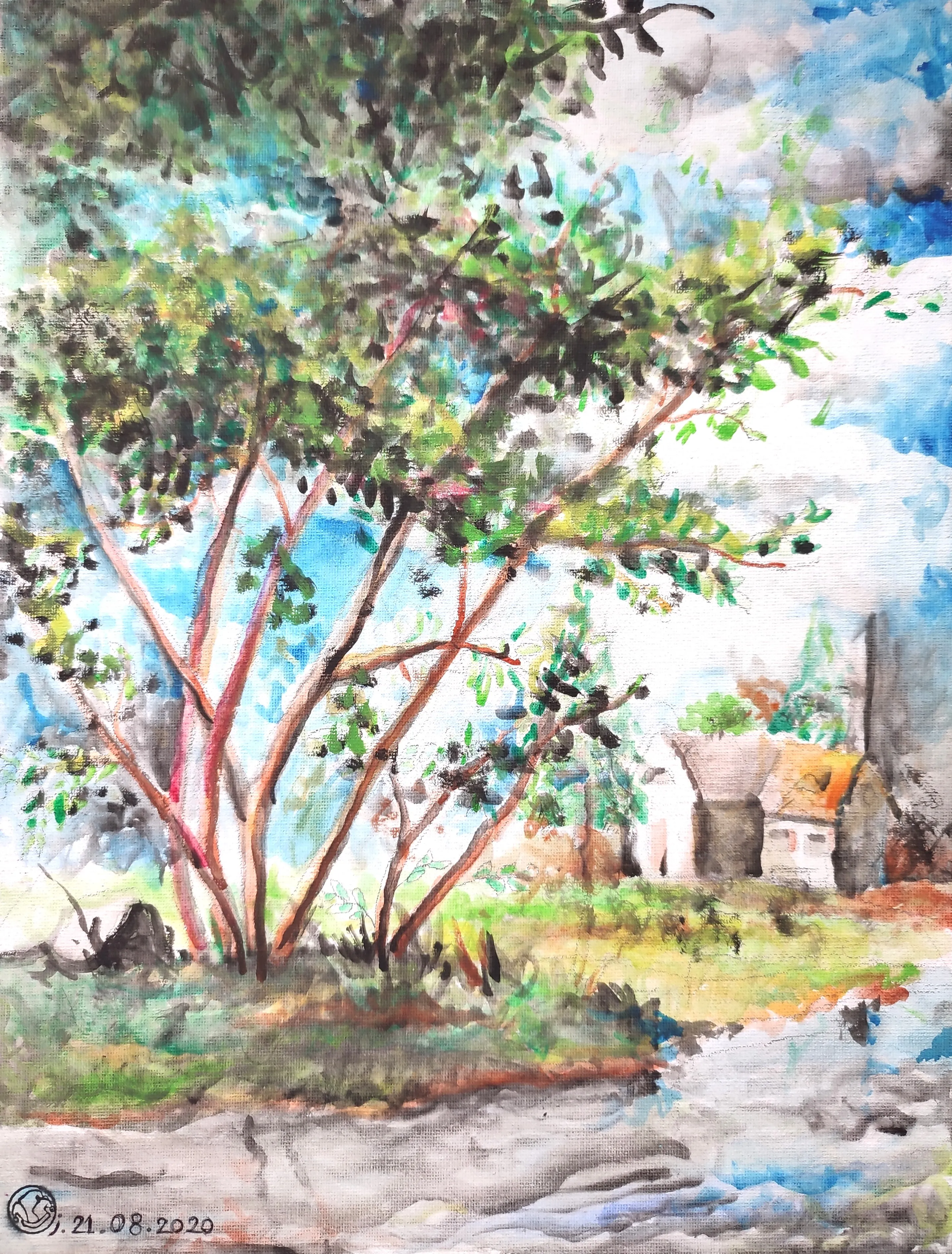 la zolie peinture « Aquarelle sur carton-toile » que j'ai biloutée le 21 août 2020