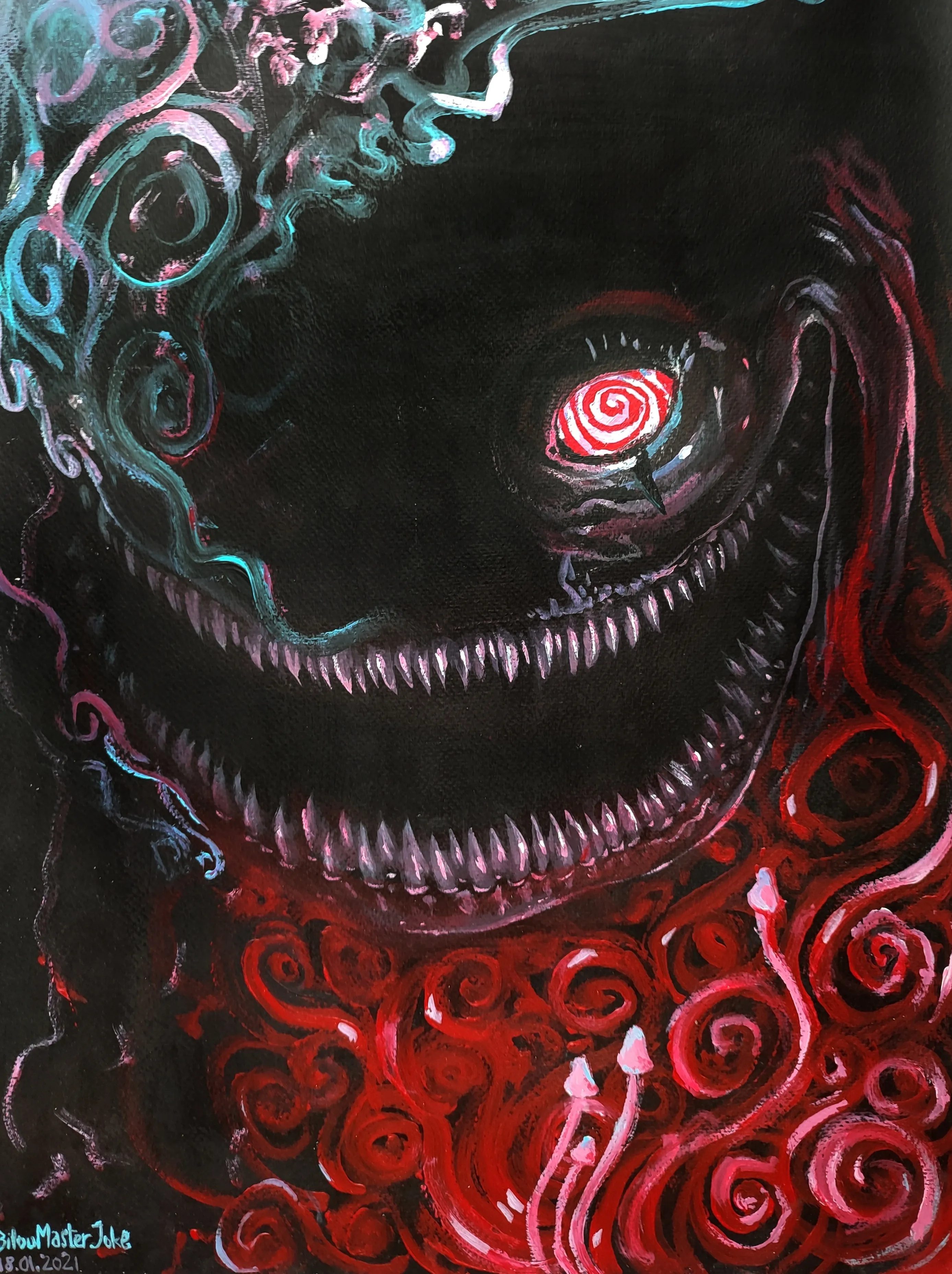 la zolie peinture « Faust Smile » que j'ai biloutée le 18 janvier 2021