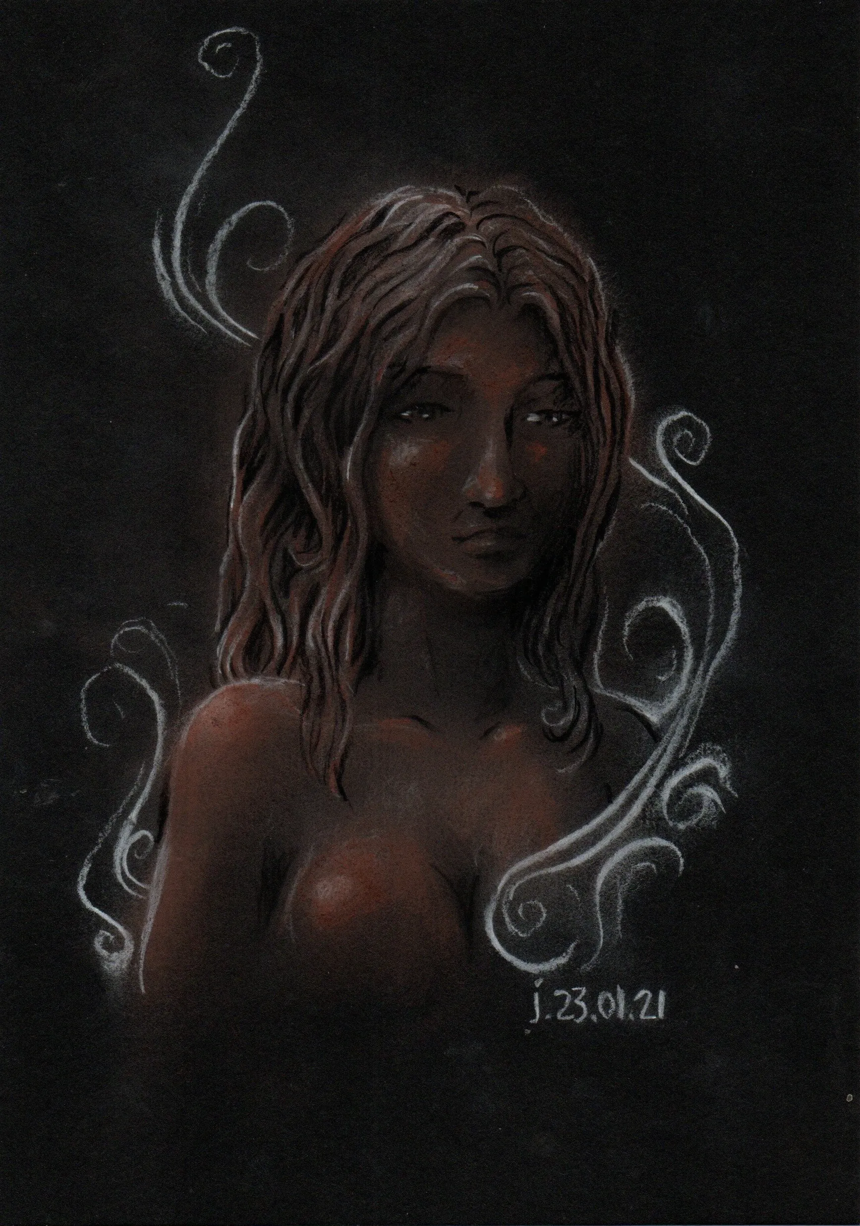 le zoli dessin « Portrait sur papier noir » que j'ai bilouté le 23 janvier 2021