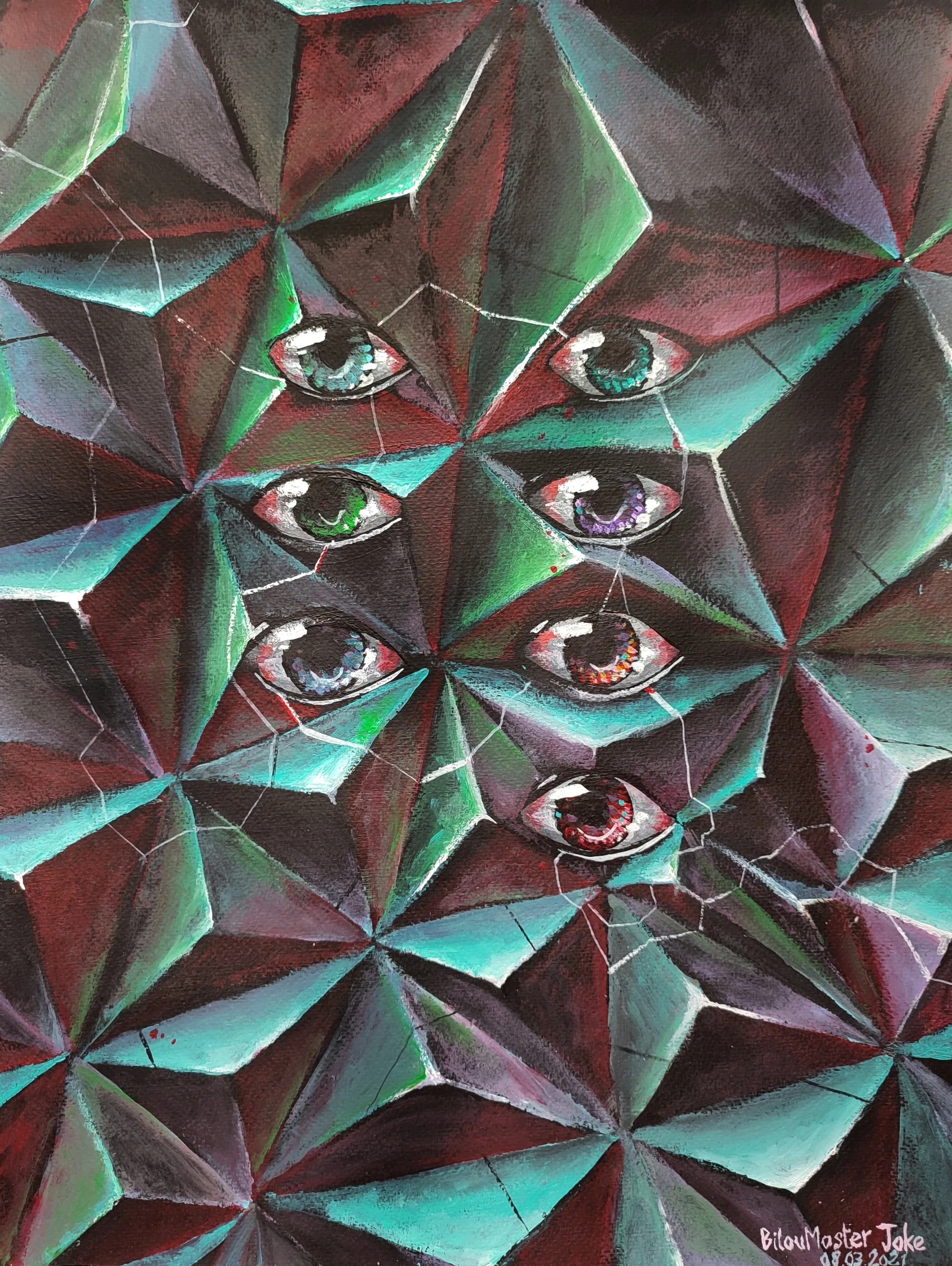 la zolie peinture « Seven Eyes » que j'ai biloutée le 8 mars 2021