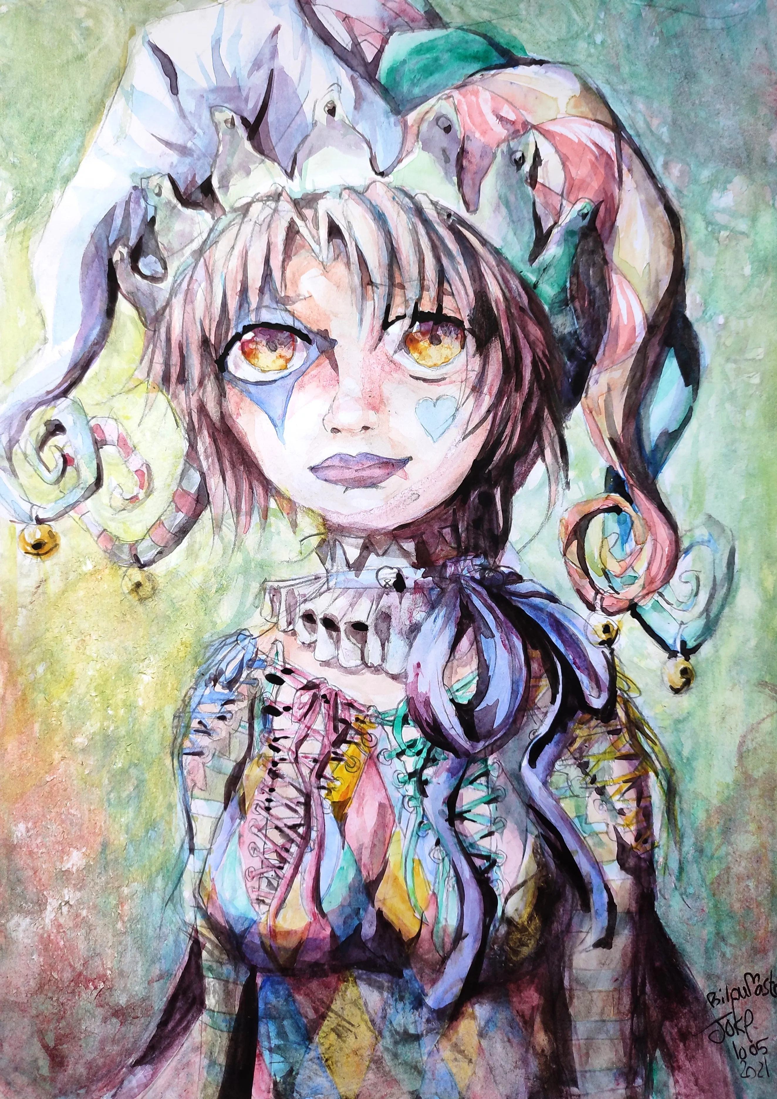 la zolie peinture « Bouffonne Aquarelle » que j'ai biloutée le 10 mai 2021