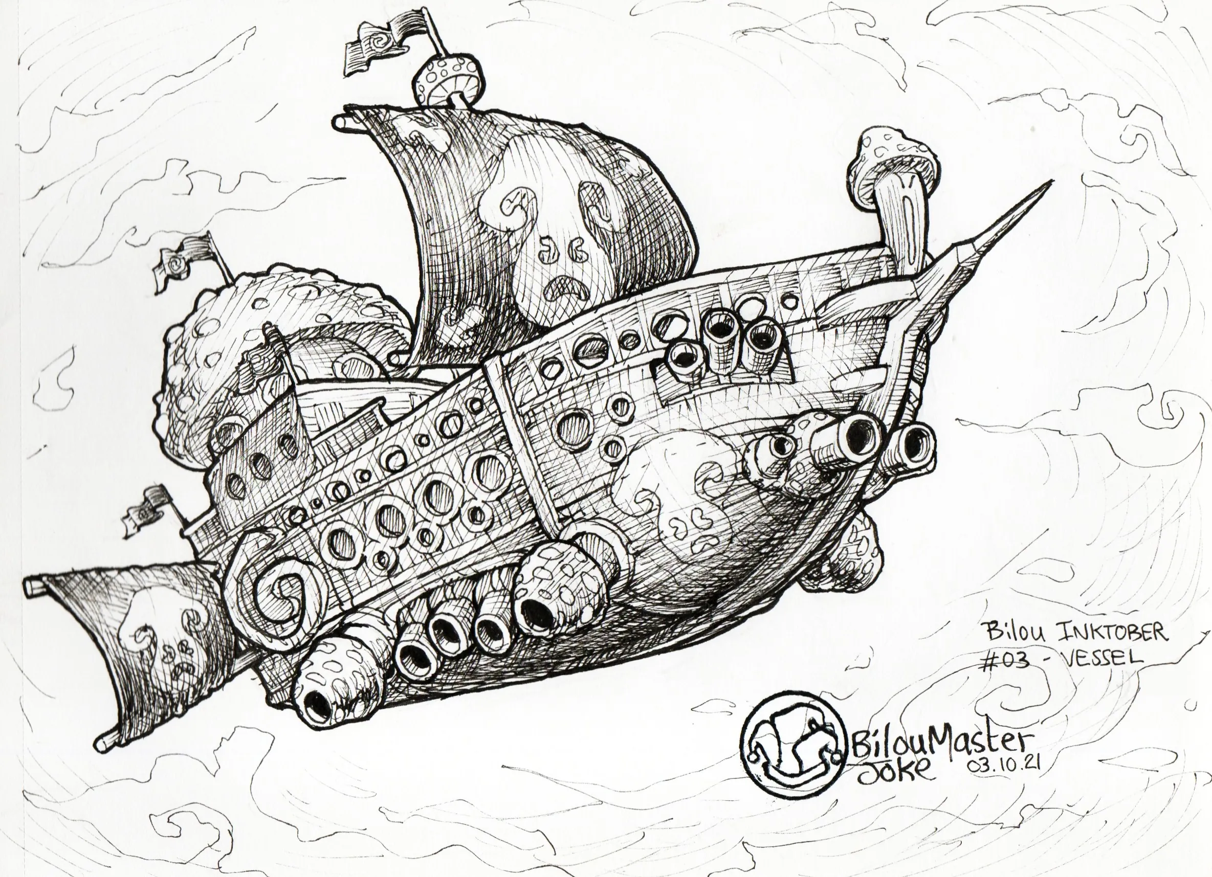 le zoli dessin « Navire de bilou pirates » que j'ai bilouté le 3 octobre 2021
