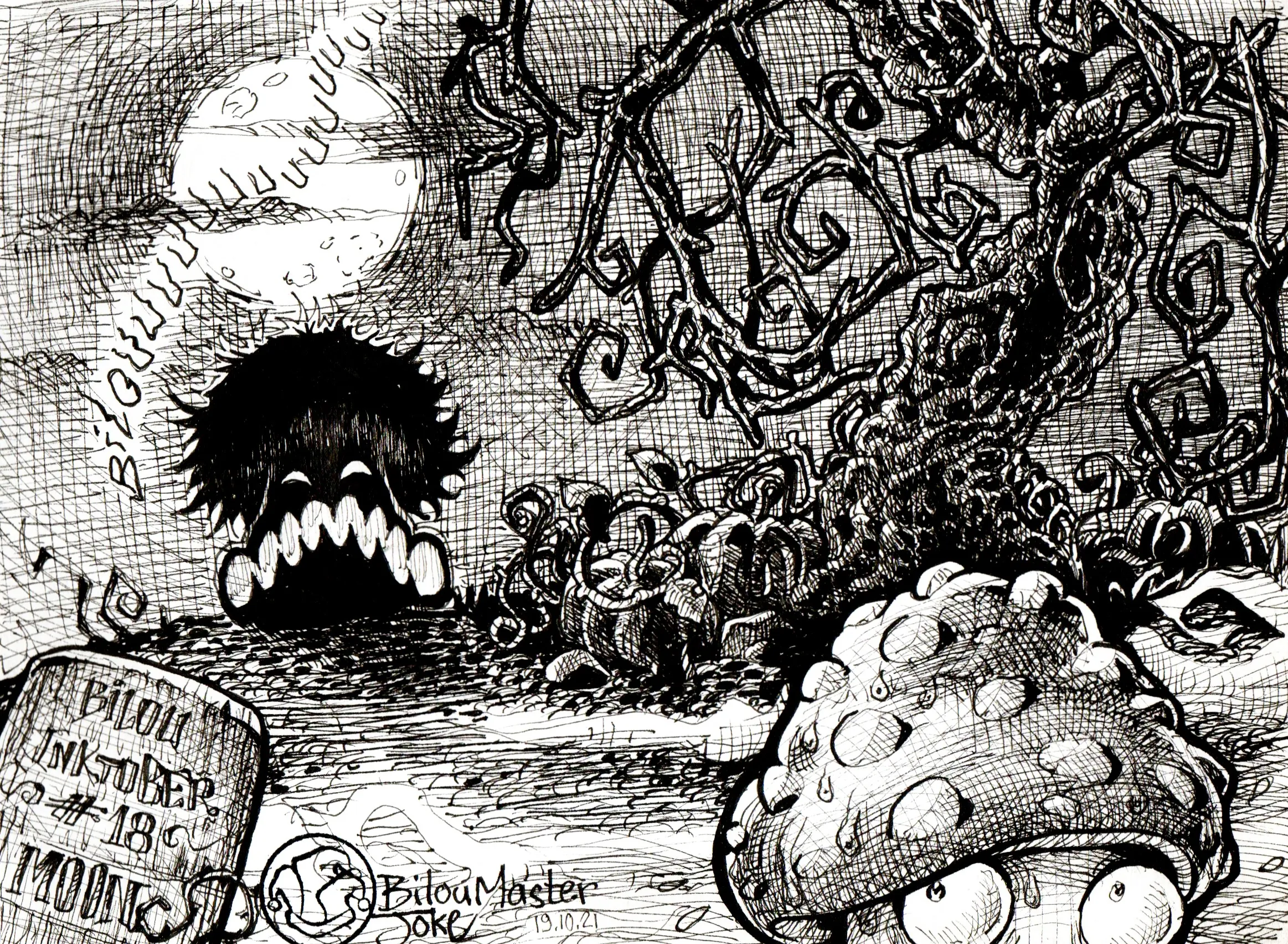 le zoli dessin « Bilou-Garou (Lune) » que j'ai bilouté le 19 octobre 2021