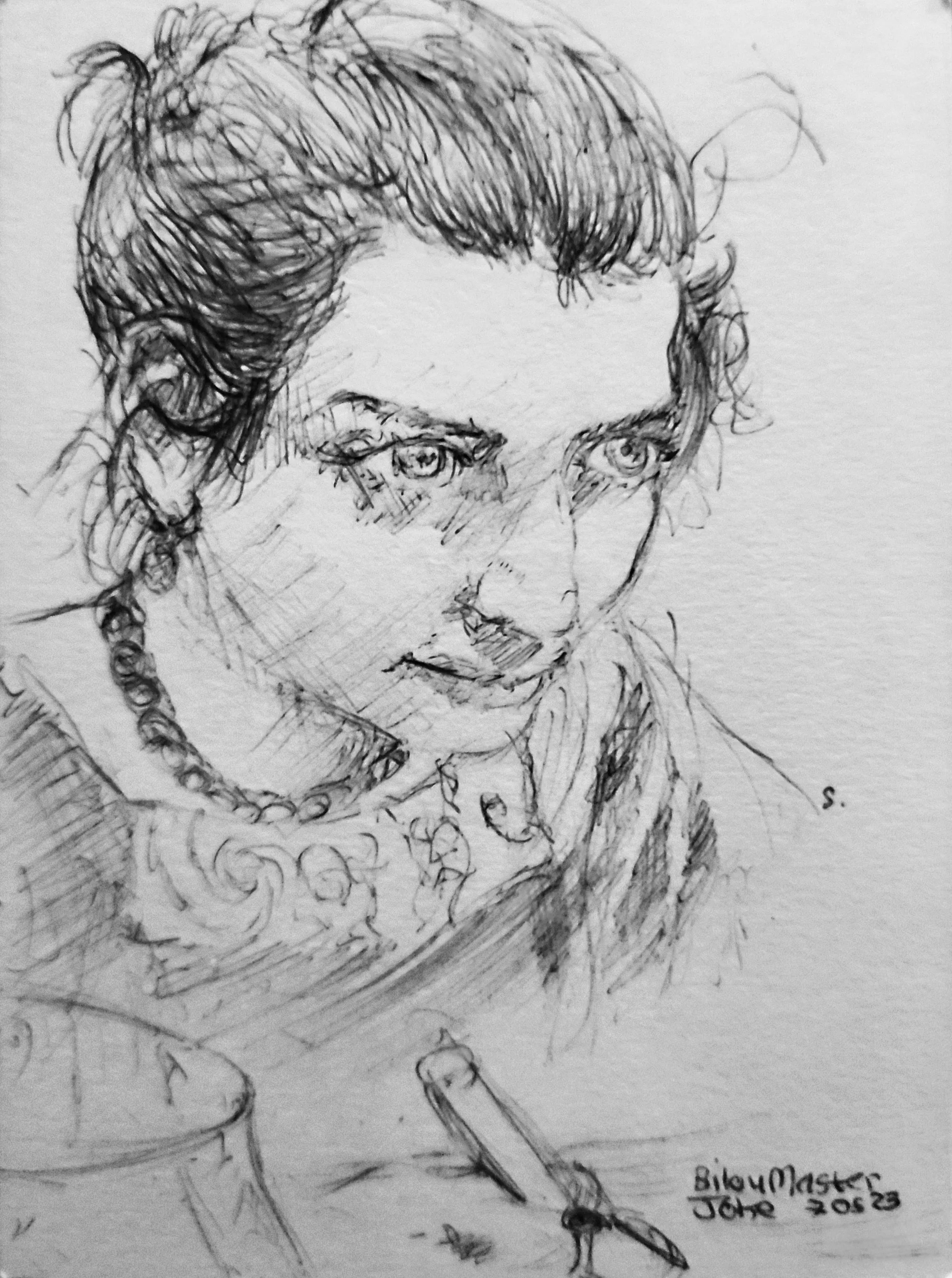 le zoli dessin « Portraitiste portraiturée » que j'ai bilouté le 7 mai 2023
